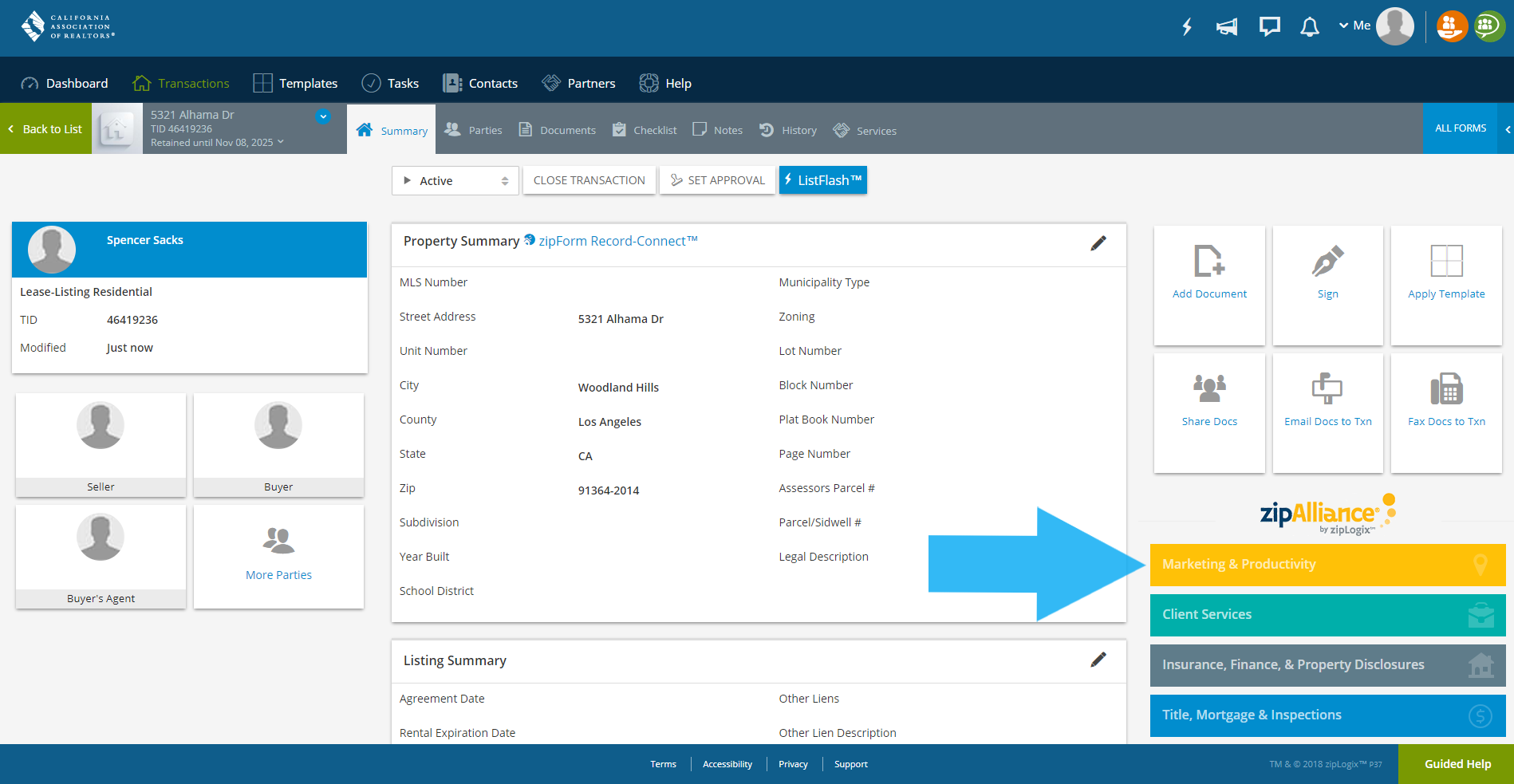 How to utilize RentSpree within zipForm® Plus For Existing Transactions